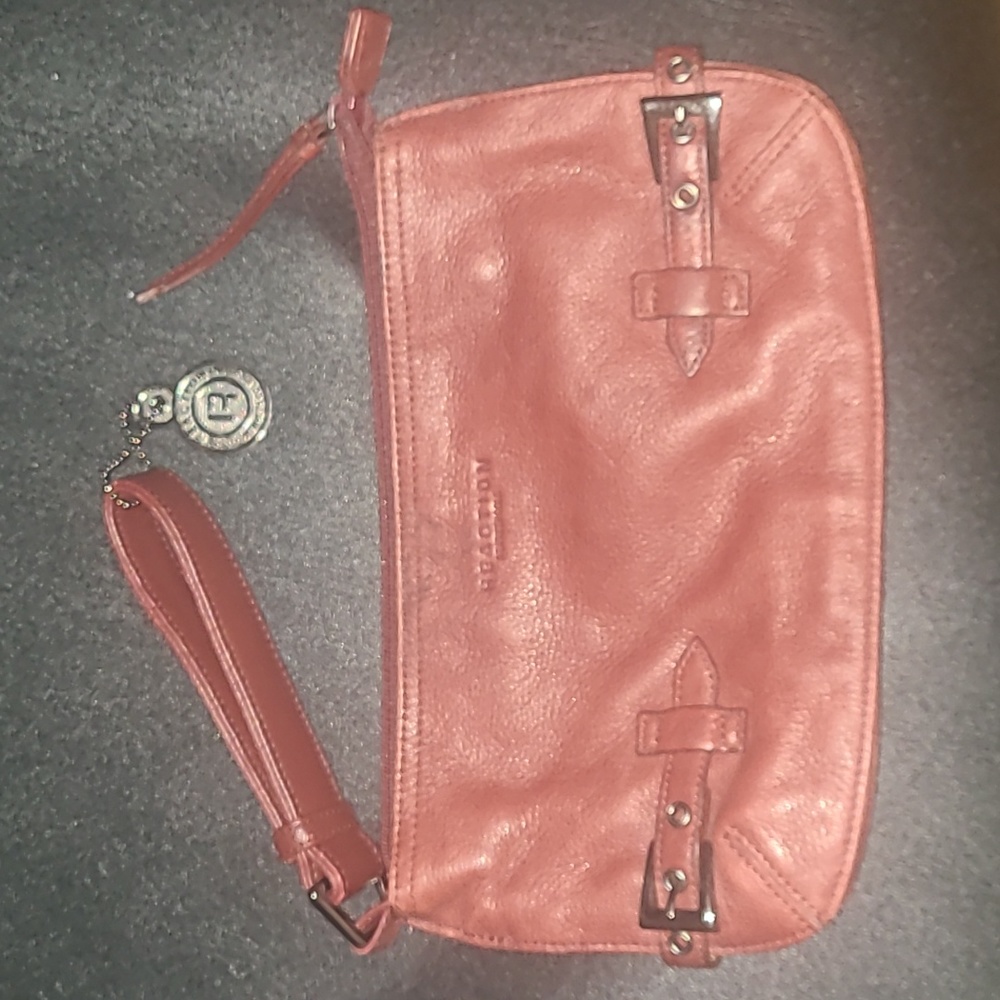 Oxblood wristlet with charm